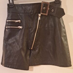 Sage Black Asymmetrical Mini Skirt for Night Out